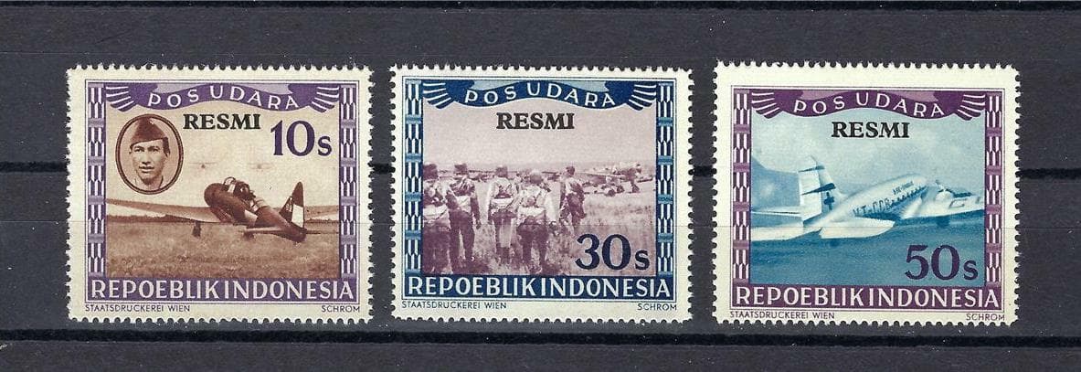 Indonesia 1948 Sc# CO1-O3 Air post Official Plane Pilots Red cross plane MNH