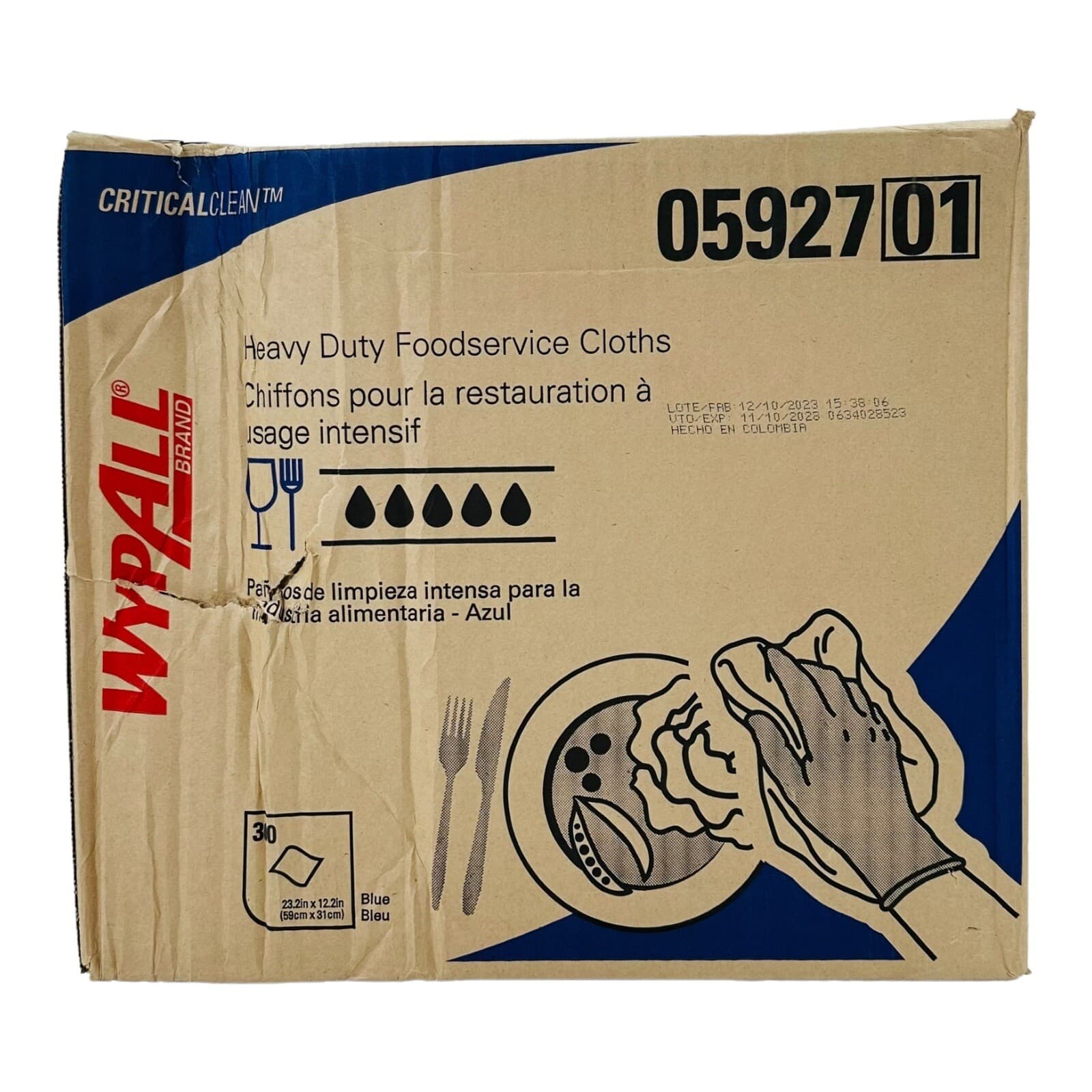 300 Cloths Wypall Critical Clean Foodservice Cloths 23.2" x 12.2" Exp.11/2028 3