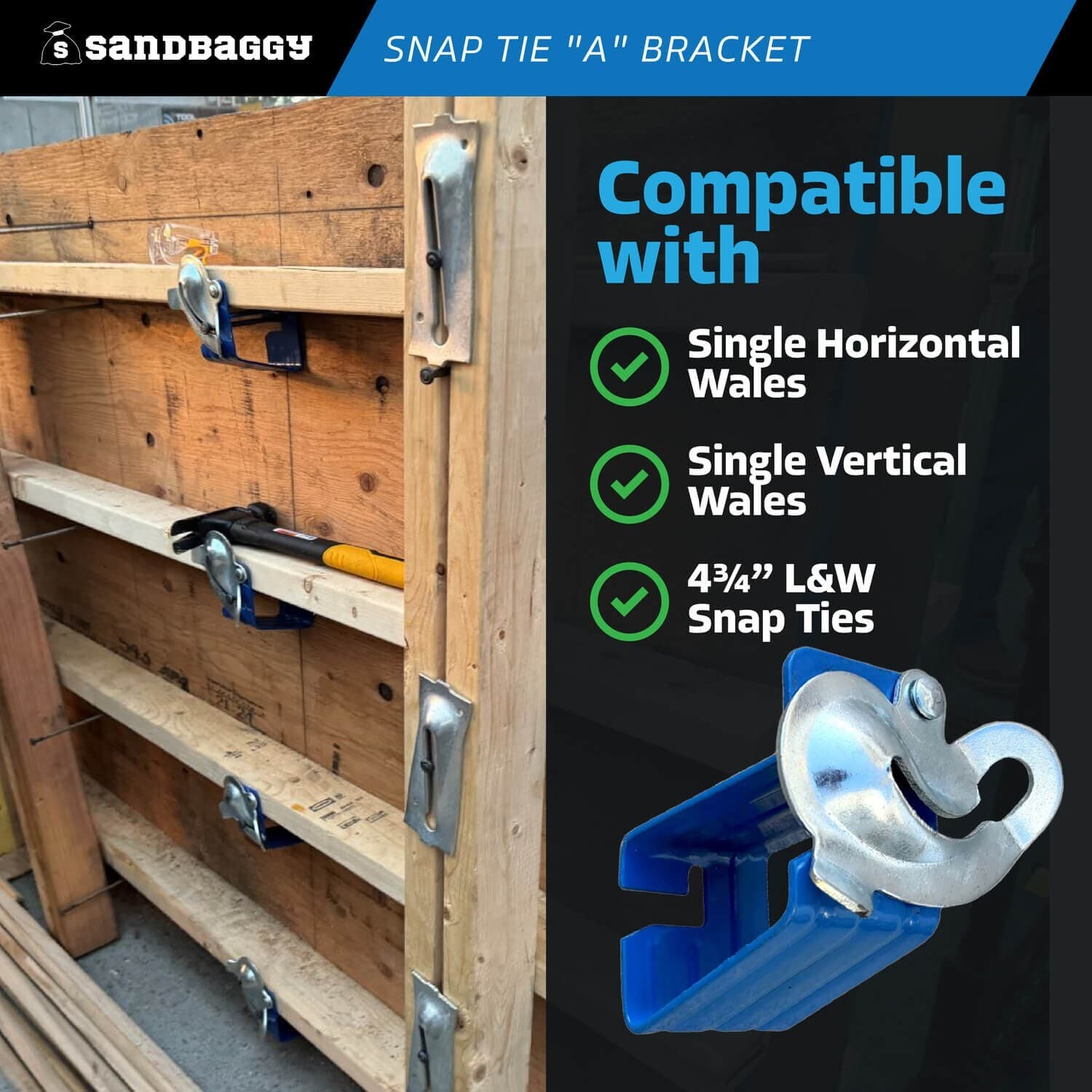 Sandbaggy Jahn A Bracket - Hot Dipped Galvanized - Snap Tie Clamp 5