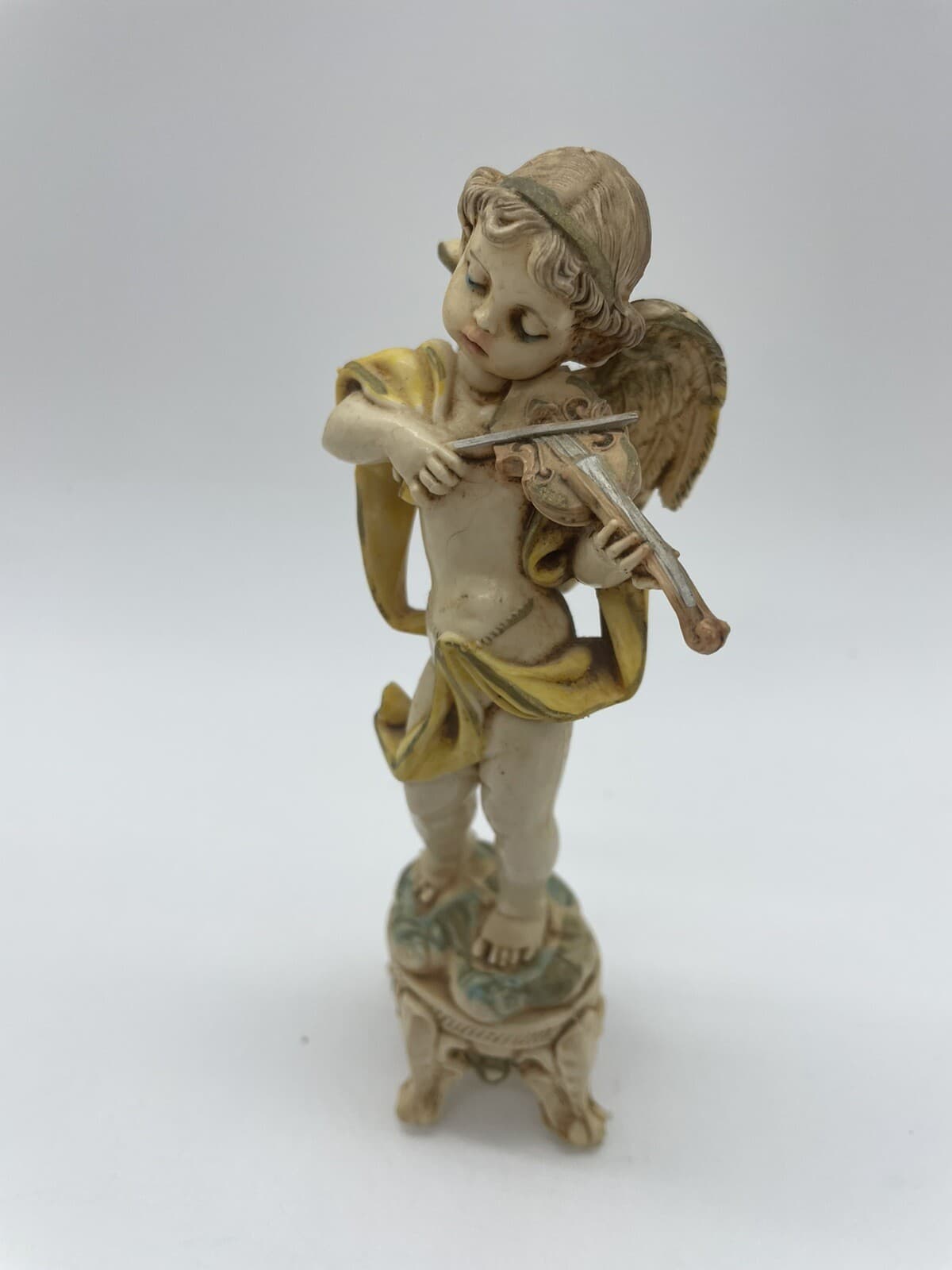 Vintage Depose Italy Angel Cherub Cupid Playing a Violin Figurine 3