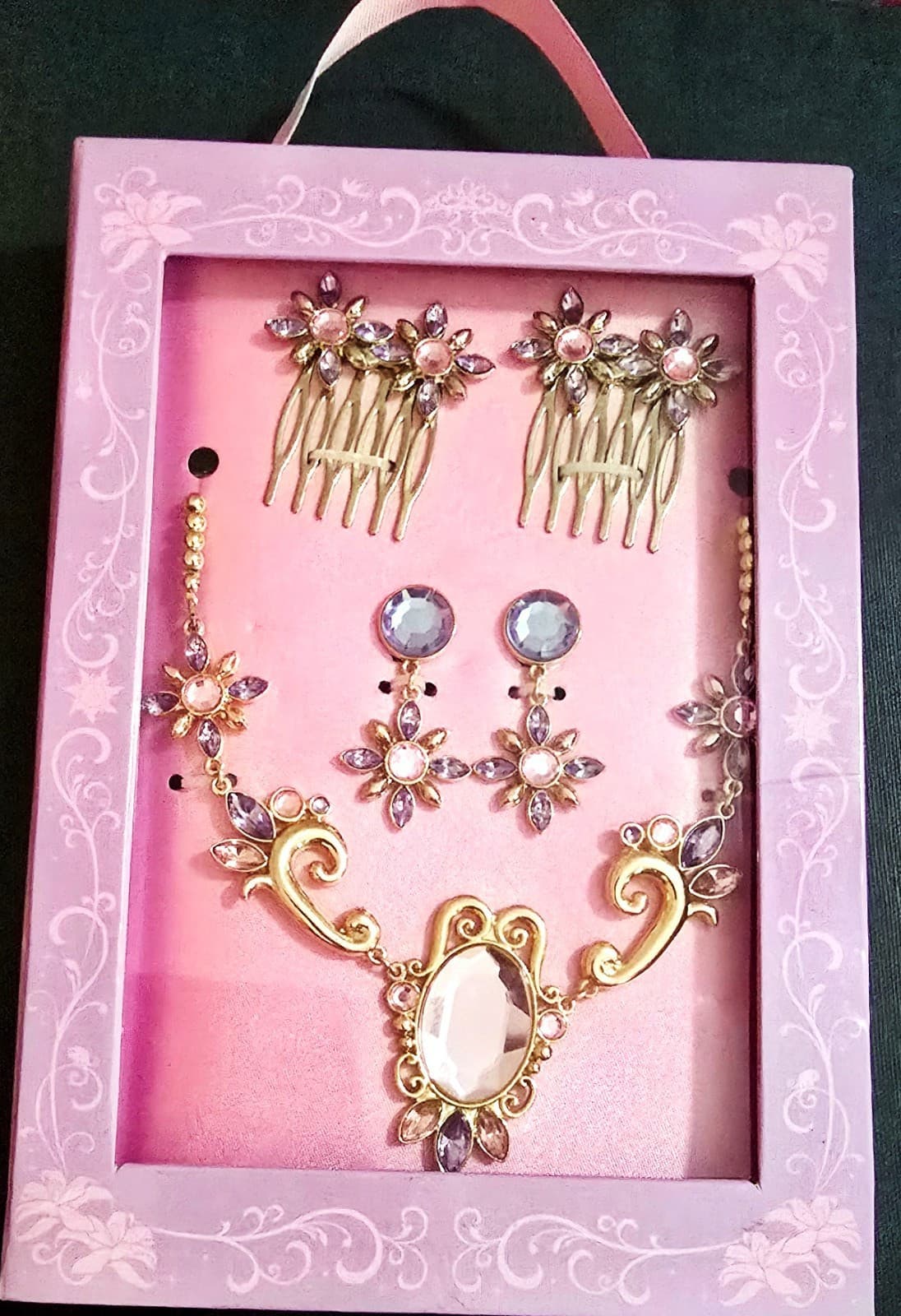 Disney Princess Costume Accessory Set Necklace Earrings Hair Combs Rapunzel