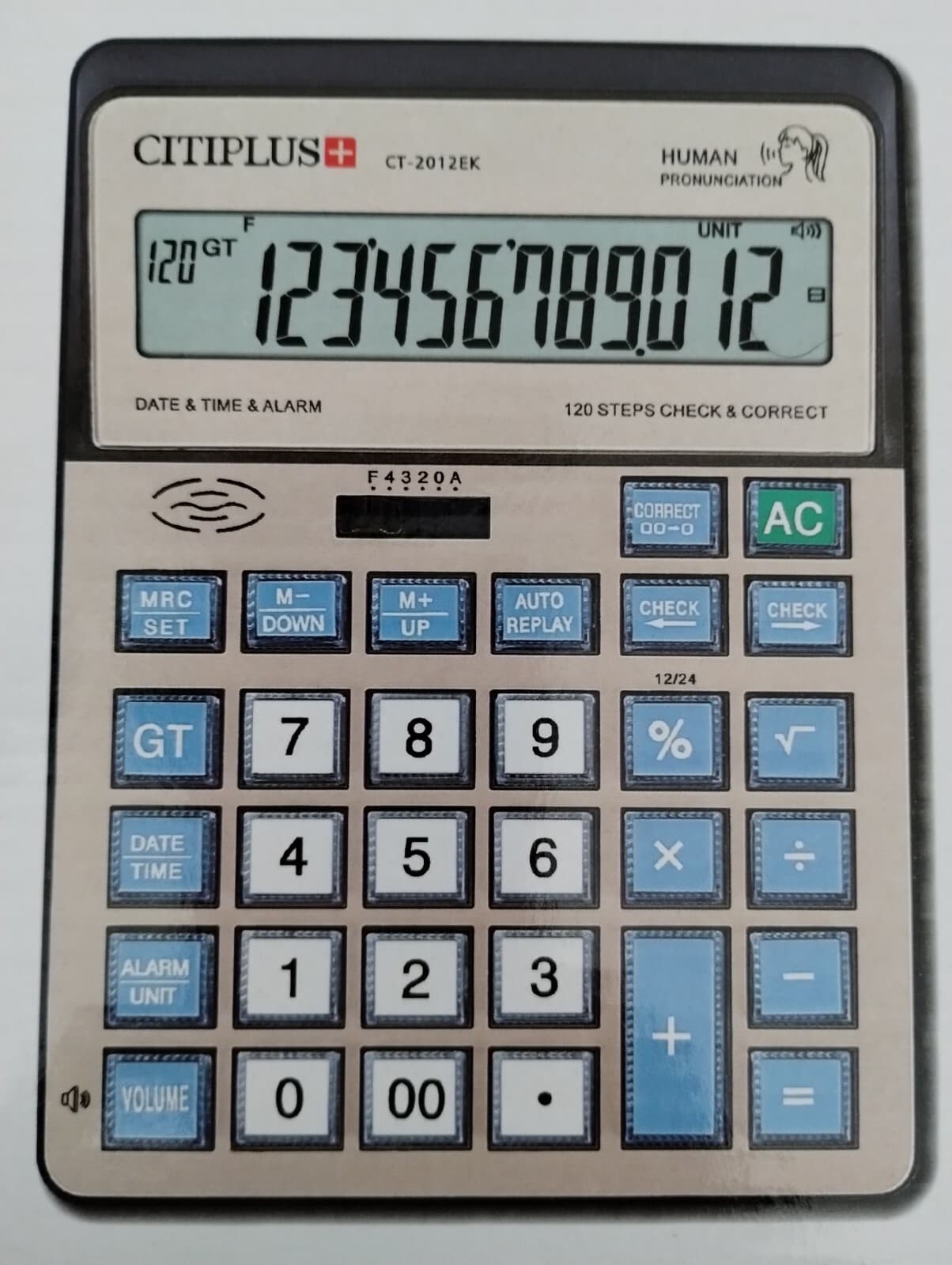 English Talking Calculator LARGE NUMBERS Alarm Date Time Clock Talks 12 Digit 3