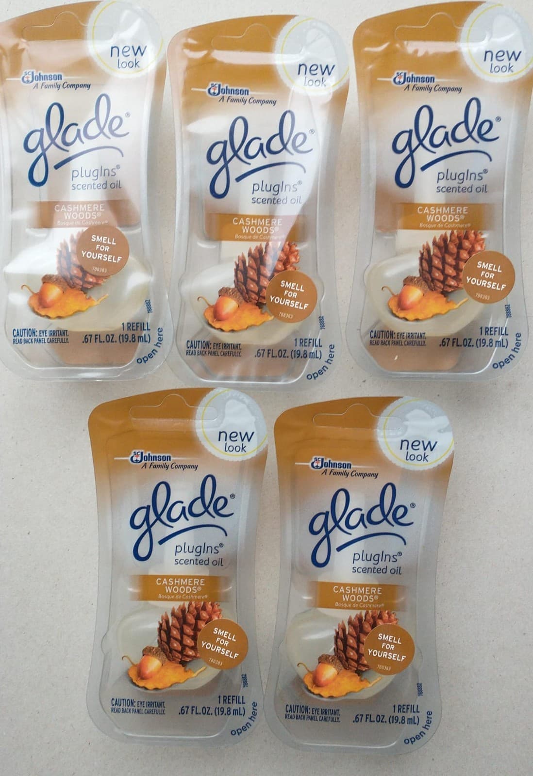 5 Glade PlugIns Scented Oil Air Freshener Refill, Cashmere Woods