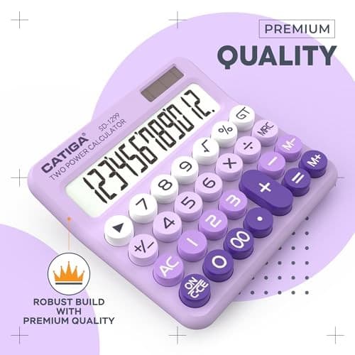  Mechanical Switch Calculator with Solar and Battery Dual Power, 12 Z) Lavender 3