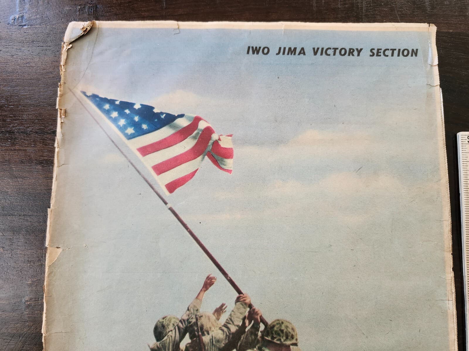 1945 WWII Iwo Jima Flag Rasing Philadelphia Inquirer Full Color Picture Parade 2
