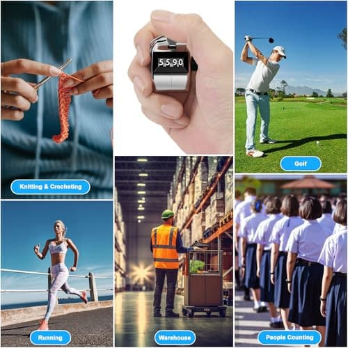 2 Pack Clicker Counter, Metal Hand Tally Counter Clicker, 4 Digit Mechanical 6