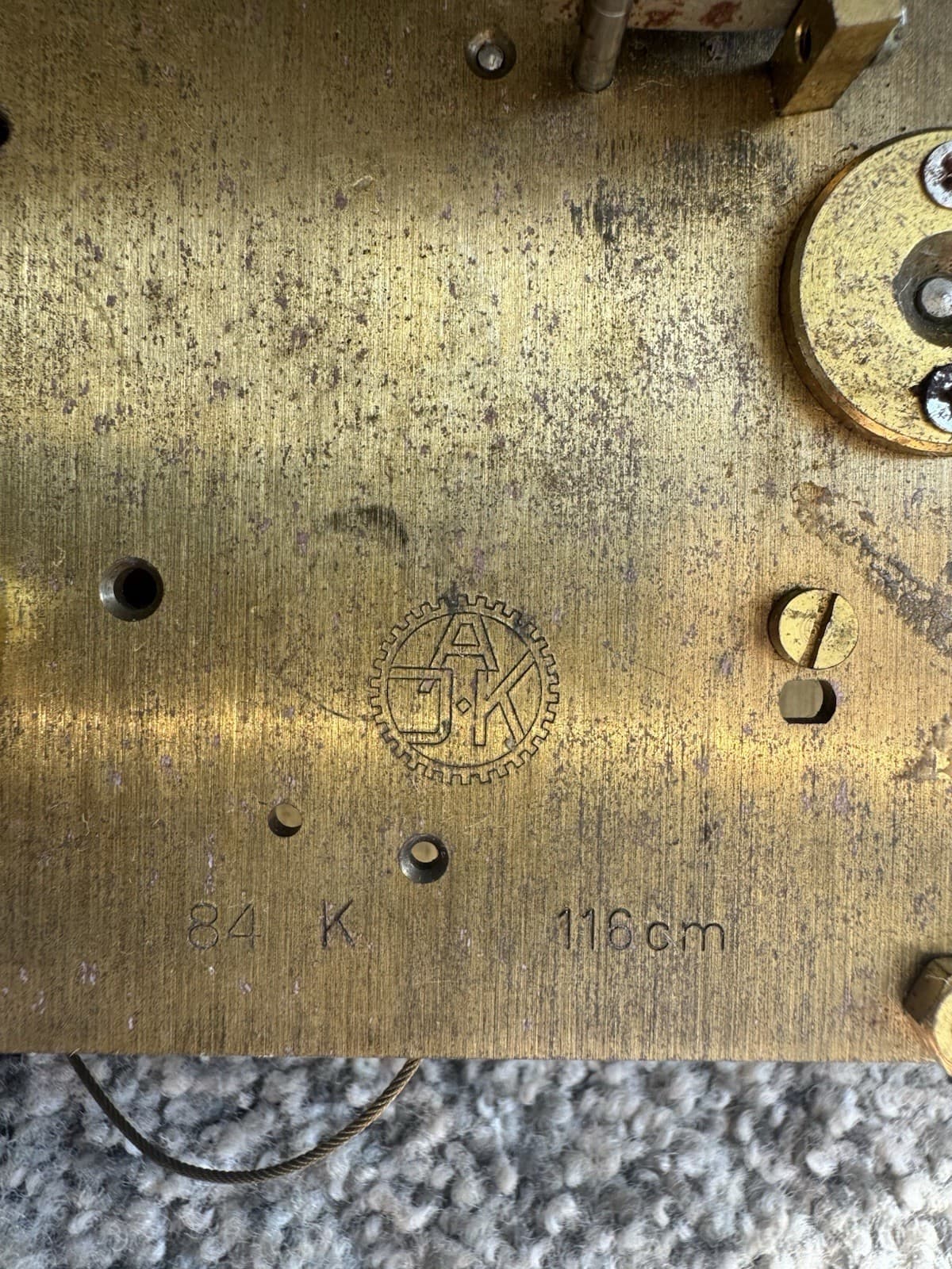 Original Kieninger 84K 116cm grandfather clock movement, made in Germany 5