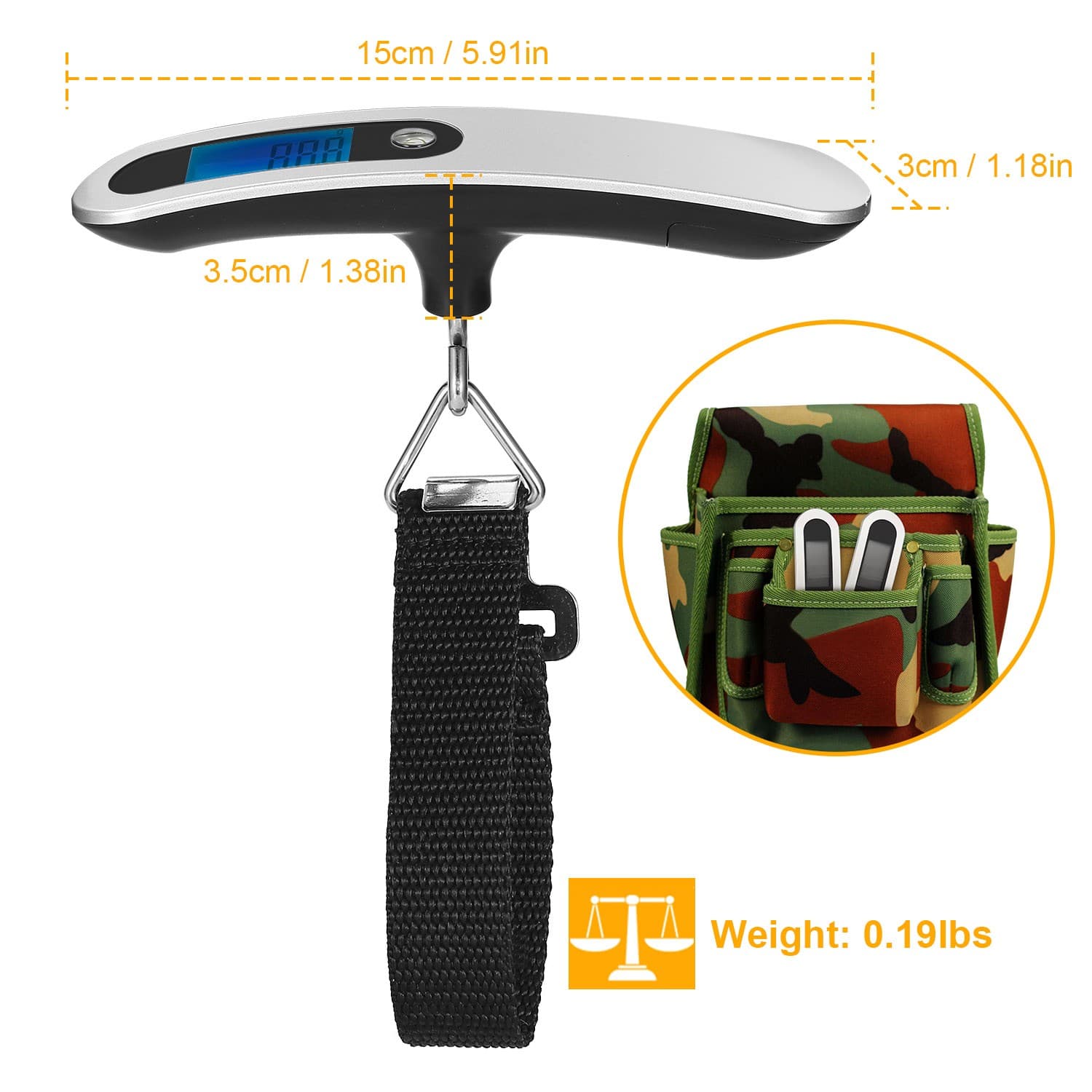 10g/50kg Portable Travel LCD Digital Hanging Luggage Scale Electronic Weight US 3