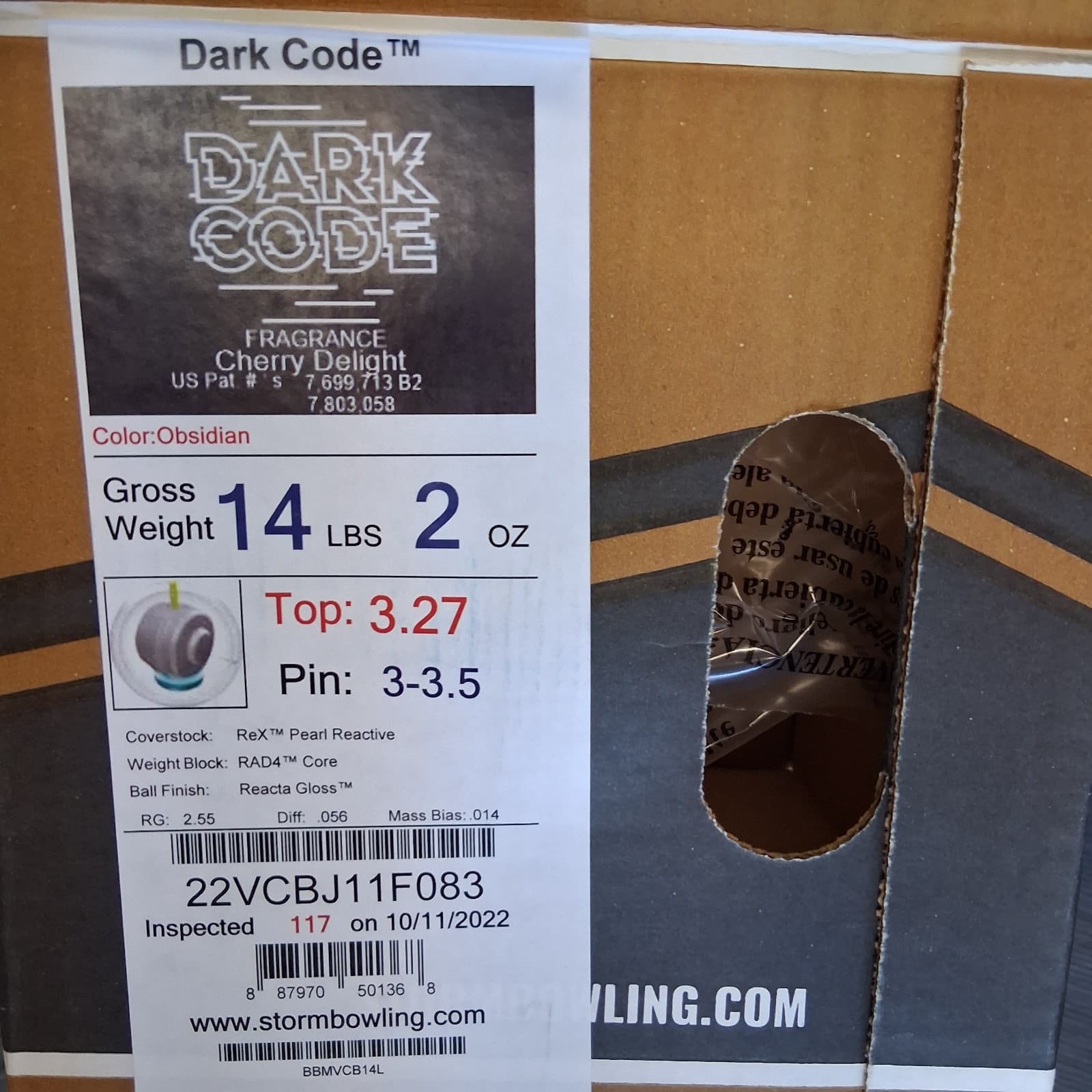 Storm Dark Code  bowling  ball 14 LB. 1ST QUAL new ball in the box    #083 4