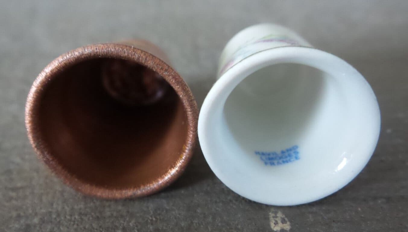 Collectible thimbles x 2 Limoges Haviland France & 1 copper great condition 3