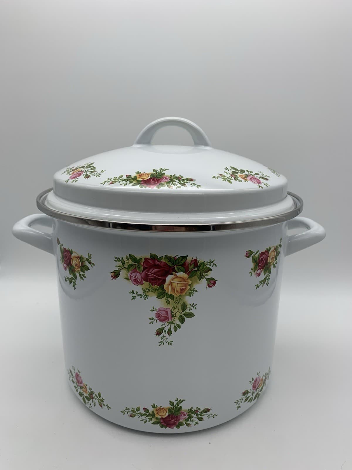 Royal Albert Pot Old Country Roses 8 Quart Metal Enamel Very Large