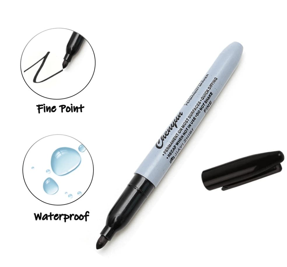 12 PCS Black Permanent Markers - Fine Tip, Waterproof & Quick Drying - NEW 3