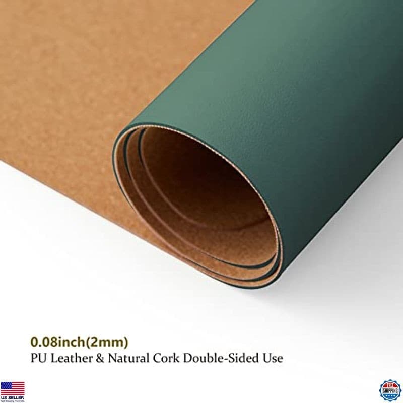 Cork Desk Mat Dual-Sided 90cm x 43cm Dark Green Large Mouse Pad Desk Accessory 3