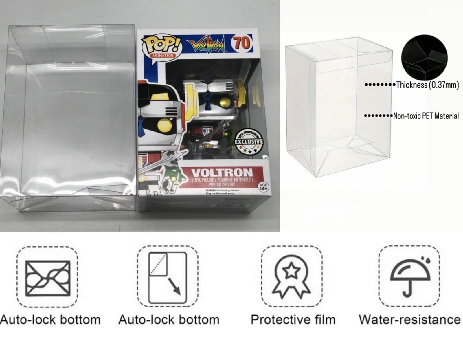 Pop Protector Case for Funko 4" Vinyl Box Crystal Clear .37mm Case Lot of 2-100 2