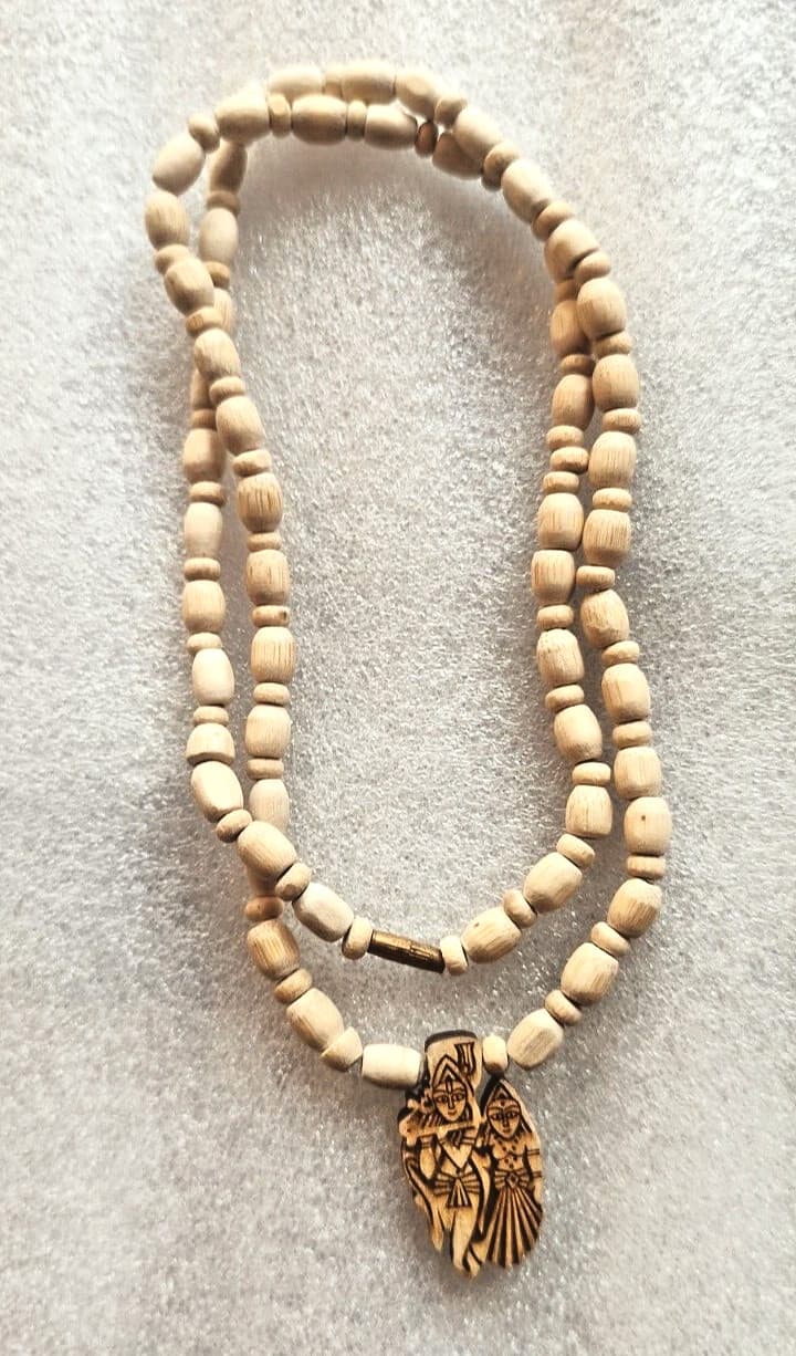 Radhe Krishna Pendant With Tulsi Mala / Kanthi Mala / Tusli Mala / Fast Ship