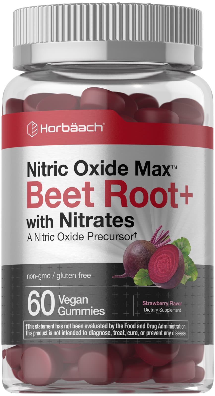 Nitric Oxide Beet Root | 60 Vegan Gummies | With Nitrates | by Horbaach