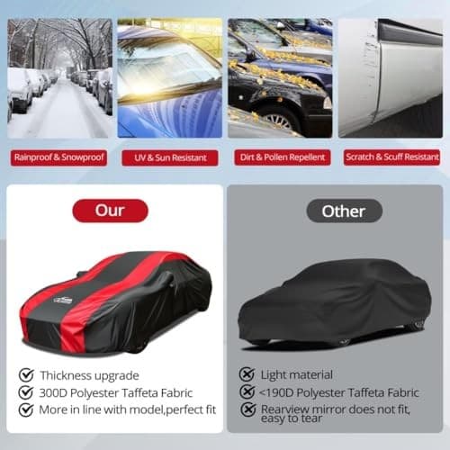 Full Exterior Sedan Car Cover Waterproof All Weather Outdoor Protection with  5