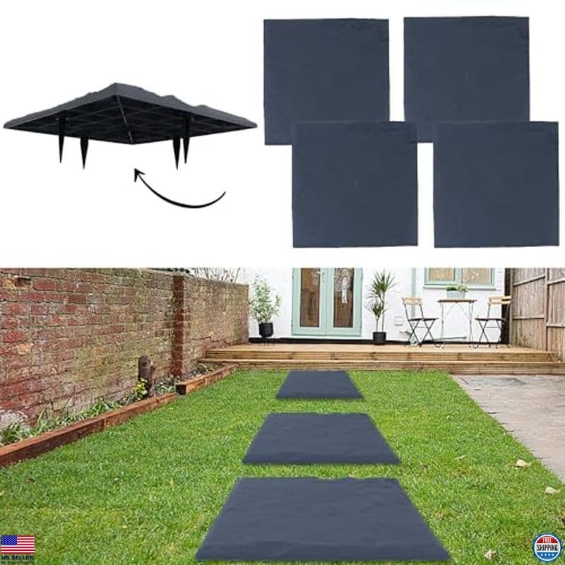 4Pcs Large Weatherproof Plastic Stepping Stones for Garden Pathway, Easy Install