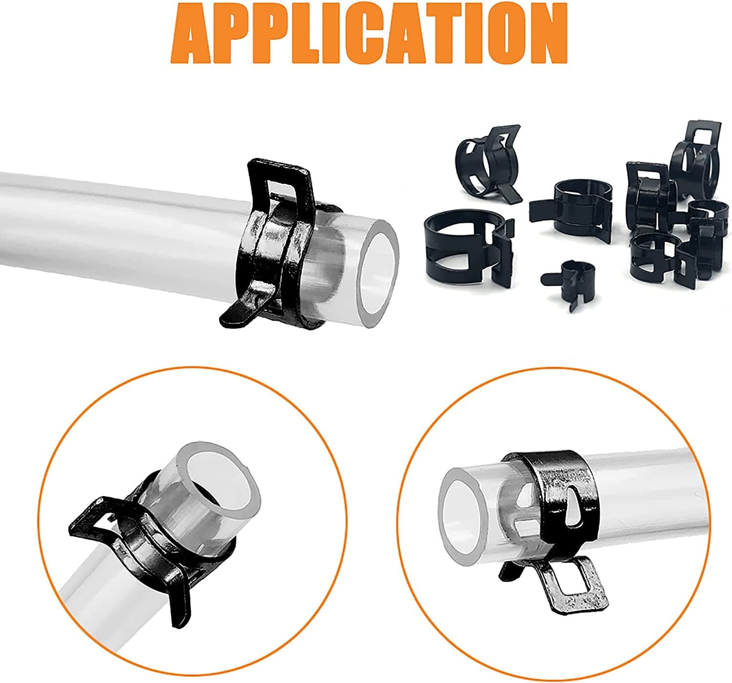 ISPINNER 80pcs Spring Band Type Fuel/Silicone Vacuum Hose Pipe Clamp, Black 5