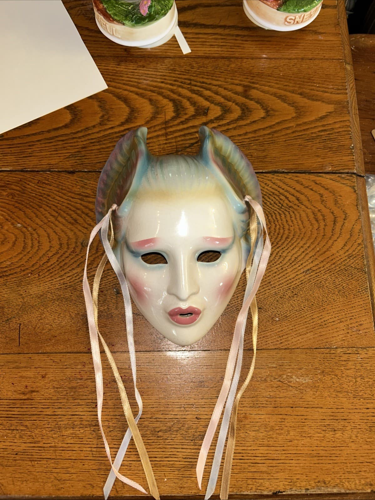 Vtg About Face Clay Art Mask San Francisco 1987 Wall Art Masquerade Mardi Gras 2