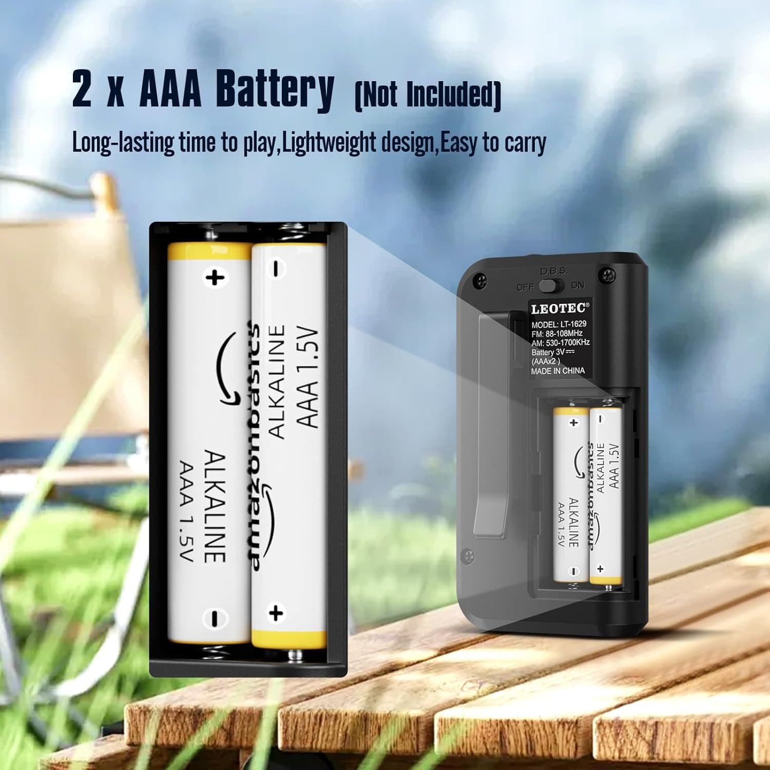 Portable Radio AM Fm,Small Pocket Radios,Stereo Sound with Earphones,2 AAA Batte 3