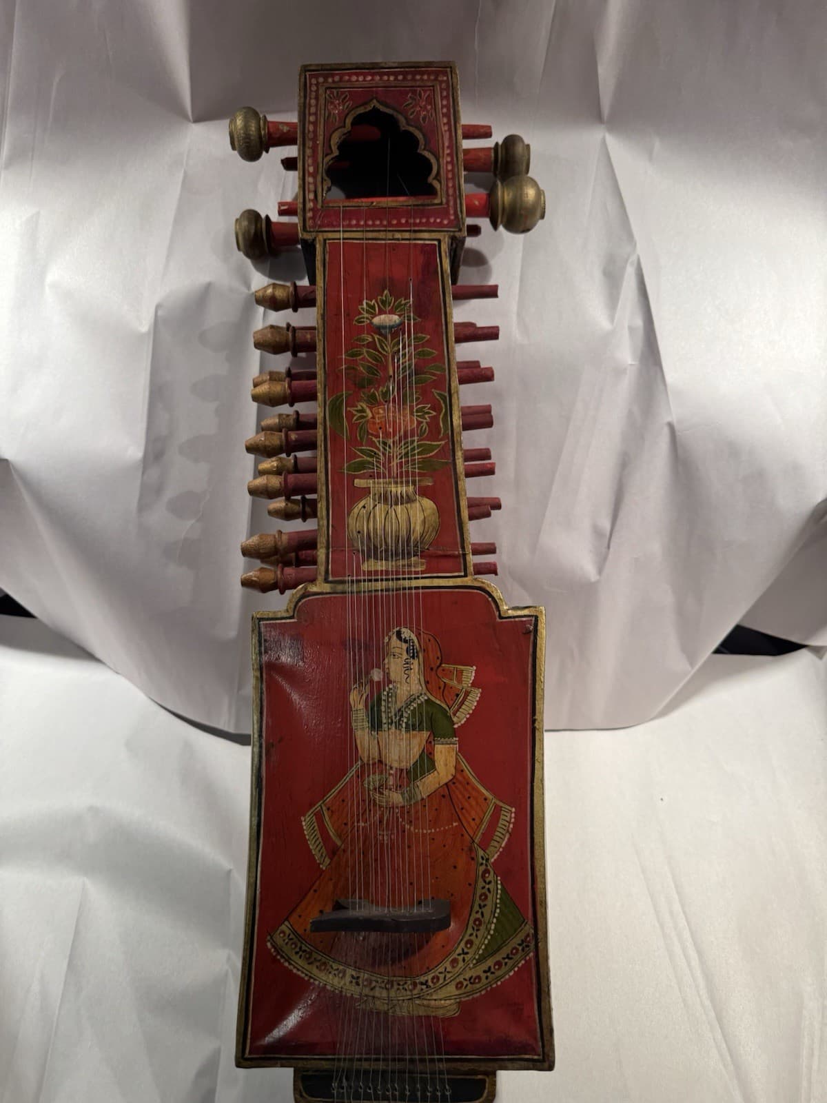 Antique Hand Painted Sindhi Sarangi Indian Rajasthani Instrument 5