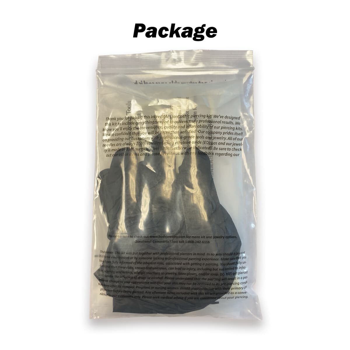 Piercing Kit incl. Captives Barbell Needles Forceps Gloves 10 Gauge 10 Pcs  3