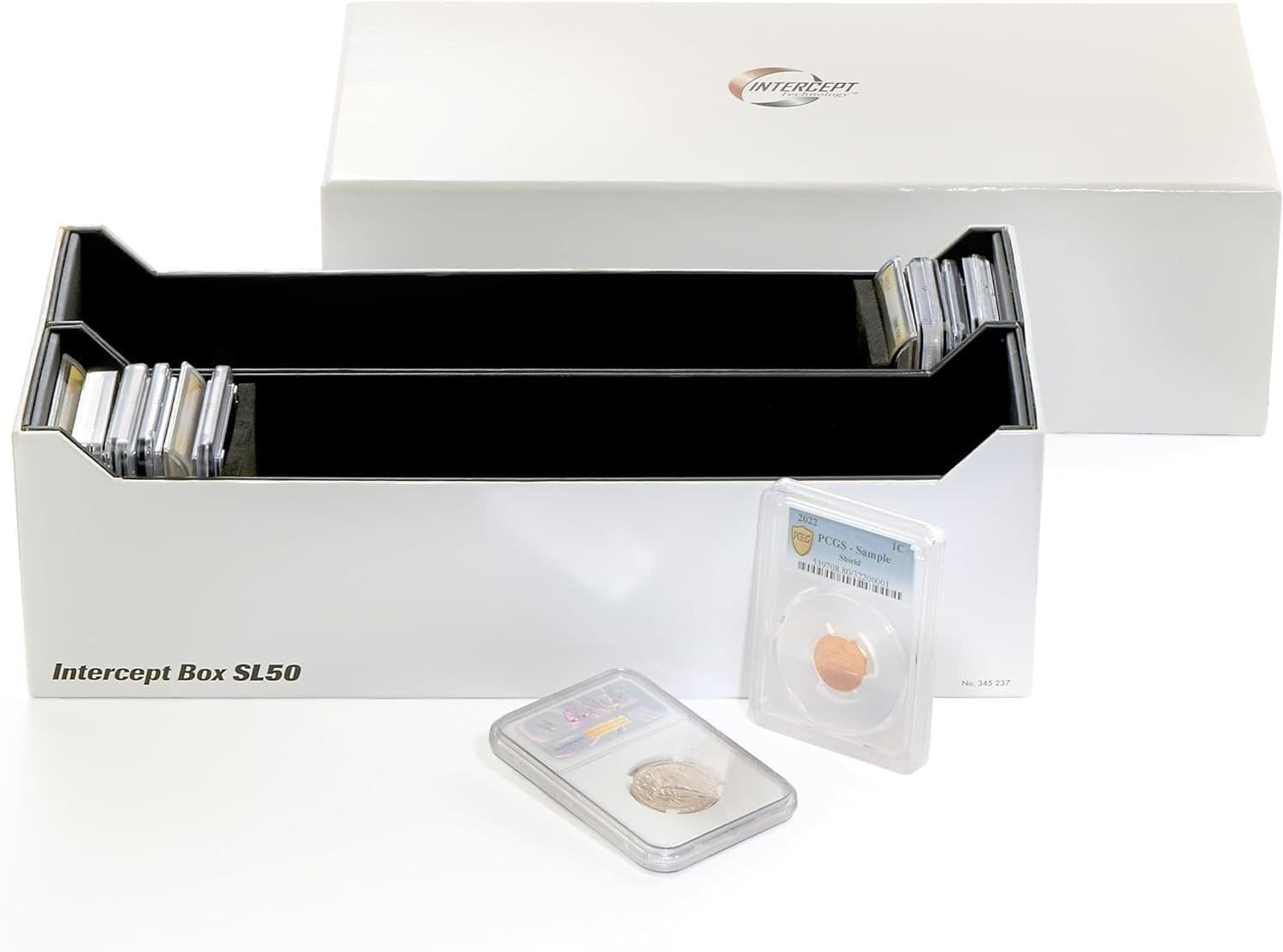 Coin Slabs Storage Best Box INTERCEPT Shield For 50 Certified PCGS NGC Holders 2