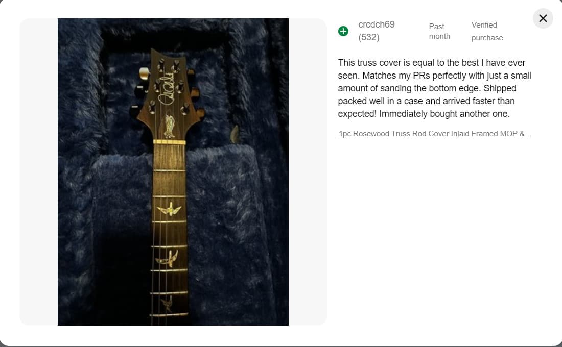 1pc Rosewood Truss Rod Cover Inlaid Framed WMOP & PA Eagle For PRS Guitar 5