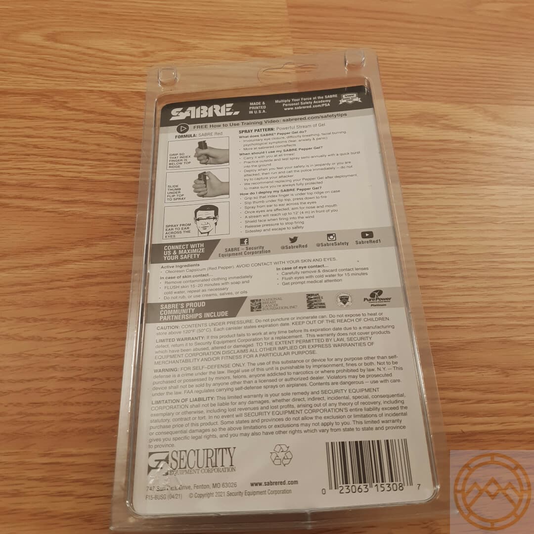 Sabre Maximum Strength Pepper Gel Black Flip Top Plastic Casing With Keyring 3