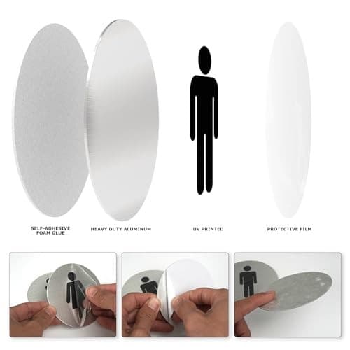 Toilet Signs 4 Inch Aluminum Self-Adhesive Man and Woman Waterproof WC Sign  4