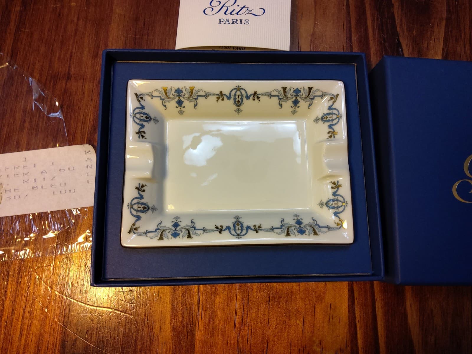 Ritz Paris Hotel Blue Marthe Ashtray, Porcelain, Stunning!!, RARE!!, NOS 2
