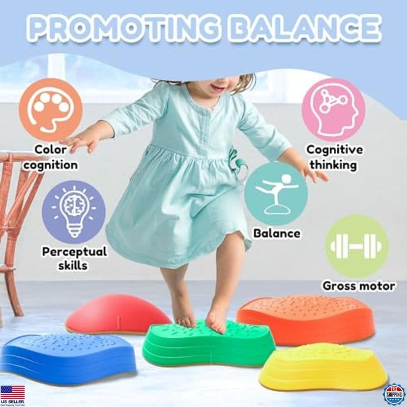 Balance Stepping Stones for Kids, 5pcs Sensory Stepping Stones, Indoor & Outdoor 5