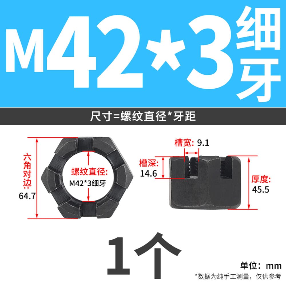 Select Size M6 - M42 Steel Locknut Slotted Hex Castle Nut - Coarse / Fine Thread