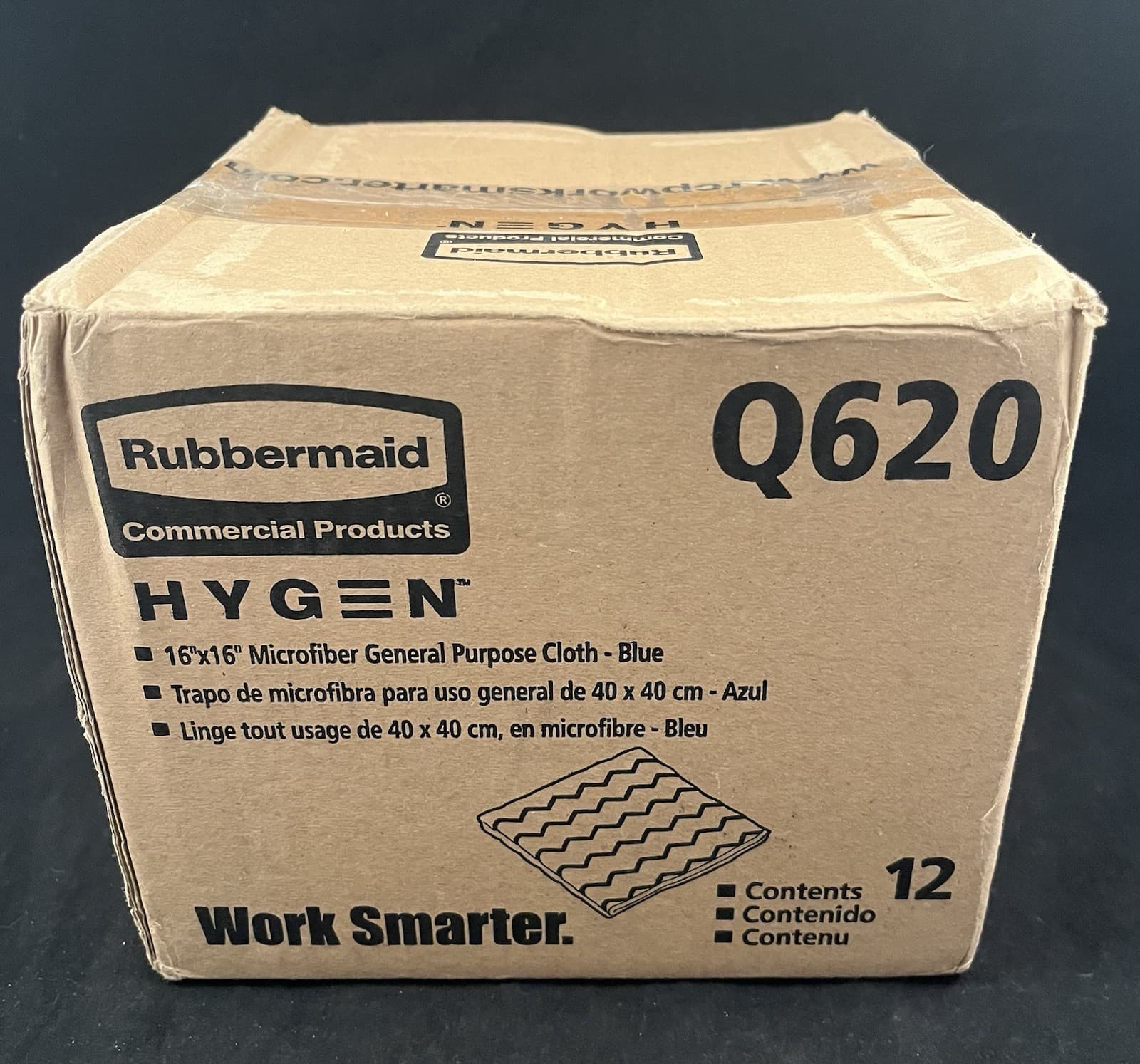 Rubbermaid Hygen 16" x 16" Blue Microfiber General Purpose Cloth (12-Pack) Q620