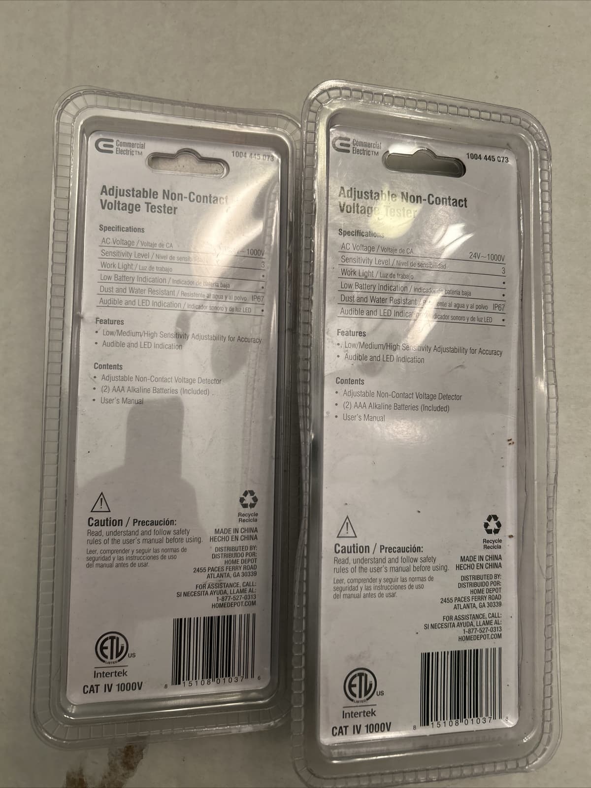 2 Pack Commercial Electric  AC Voltage Detector/Adjustable Sensitive 1004445073 2