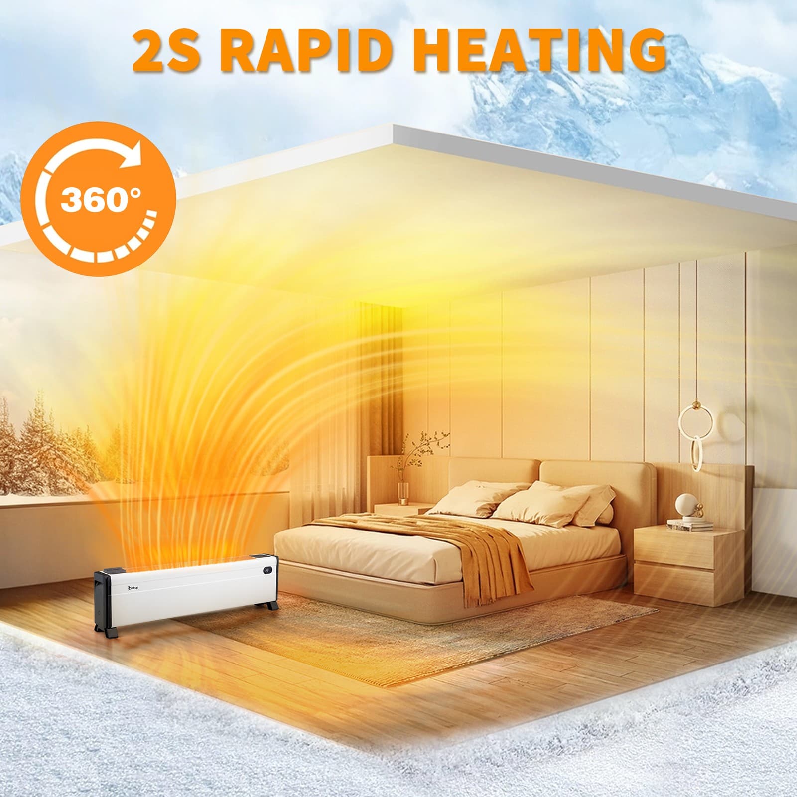 32'' Electric Baseboard Heater with Remote & Timer,1500W Convection Space Heater 3