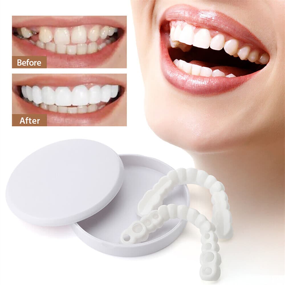 Snap On Upper and Bottom Set False Teeth Dental Veneers Denture Tooth Cover US 2