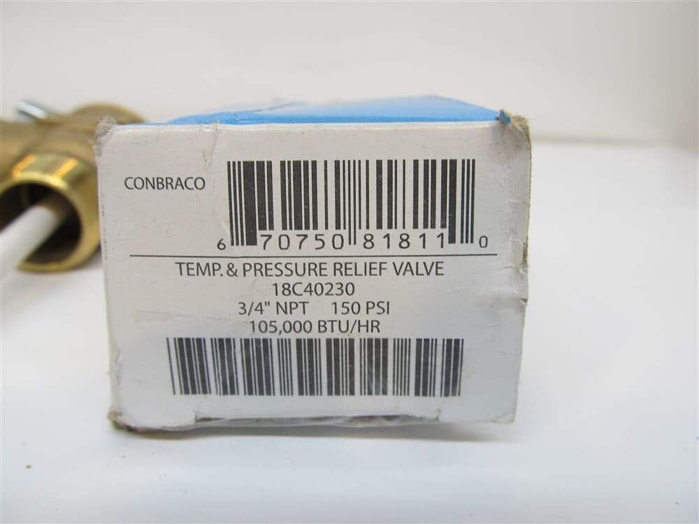 Conbraco, 18C40230, Temp. & Pressure Relief Valve,3/4" NPT,150PSI 2