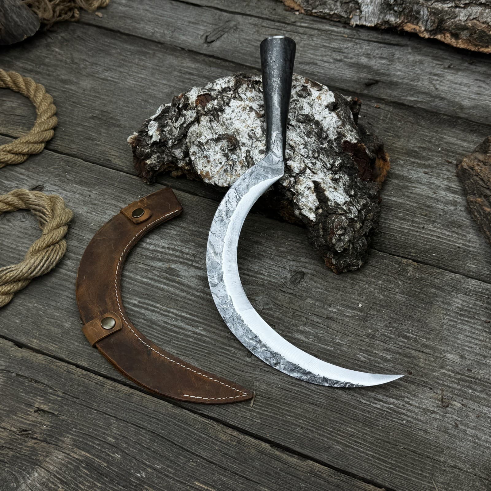 Sickle with Forged Handle. Razor Sharp Blade. Gardening Sickle. Forged Boline. 5