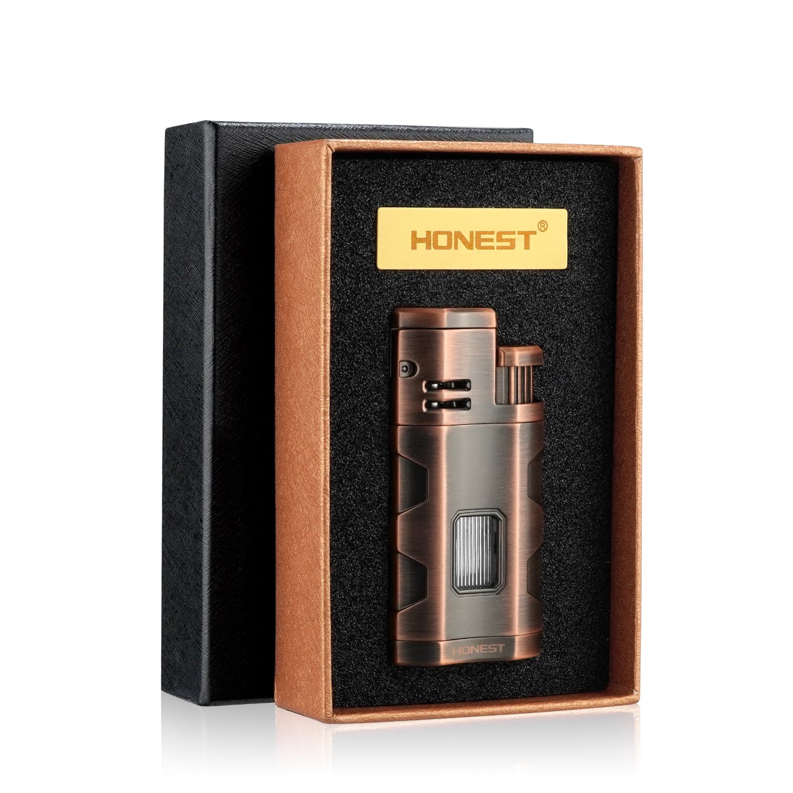 Metal Cigar Lighter Butane 3 Torch Jet Flame Lighter With Cigars Punch Accessor 2