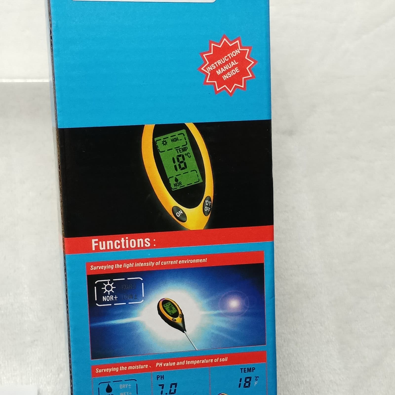 4 In 1 LCD Digital Soil Survey PH Water Moisture Temperature Sunlight Plant Test 4