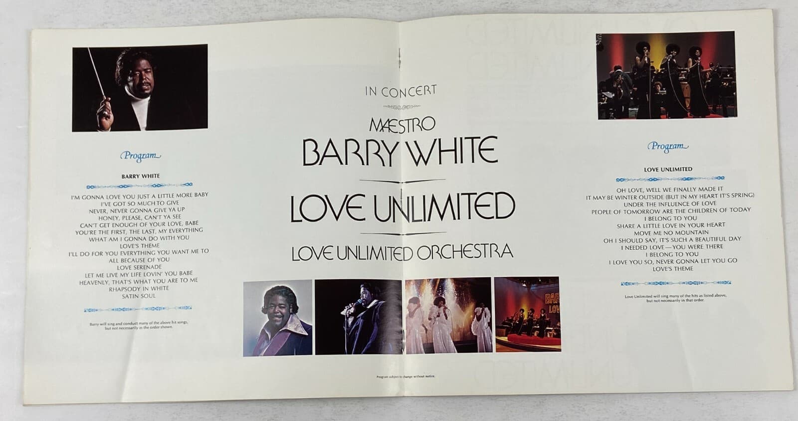 BARRY WHITE Concert Program Tourbook Unlimited R&B Soul Tour Book 3