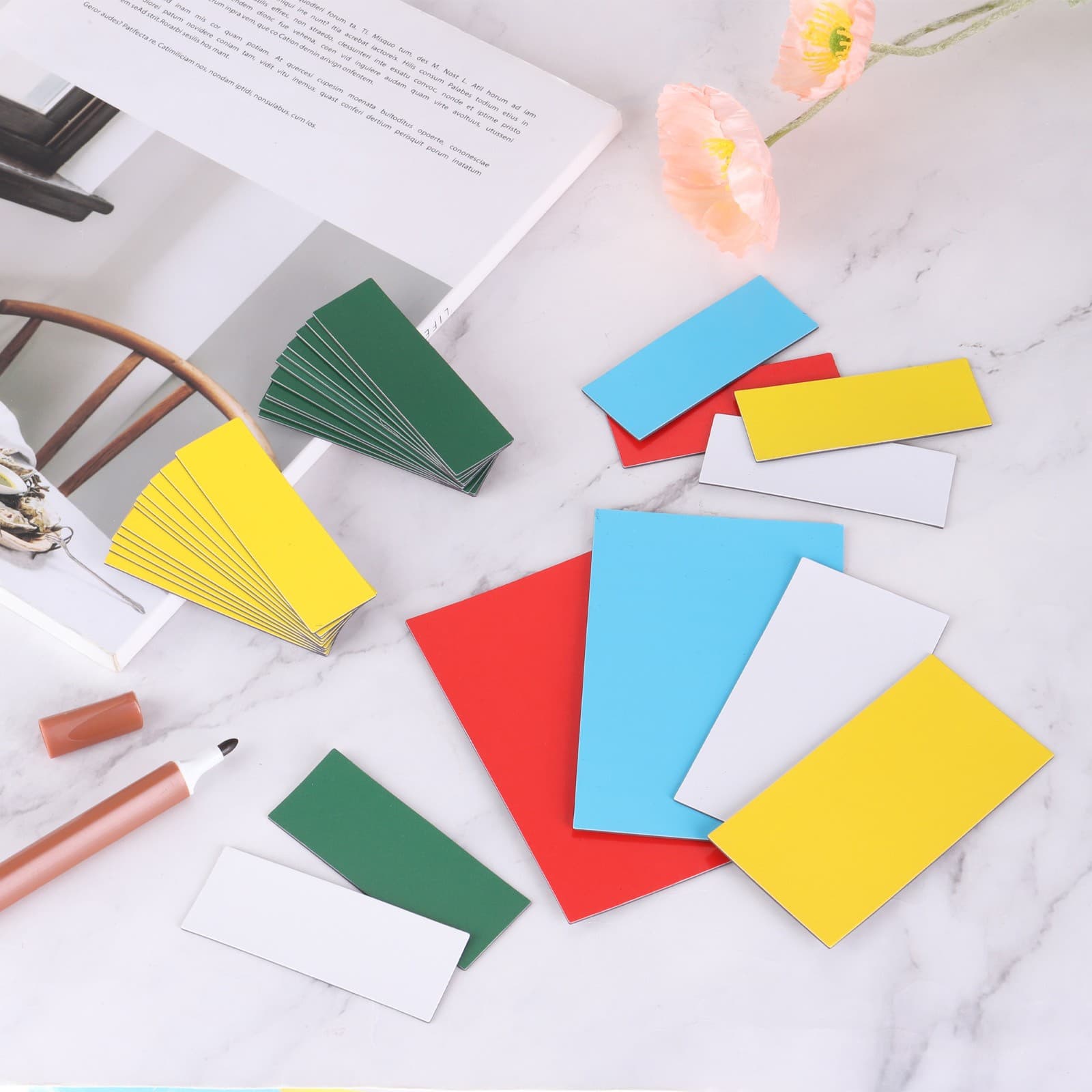 60 Pcs Dry Erase Magnetic Labels Strips 3" x 1" Writable Sky Blue 4