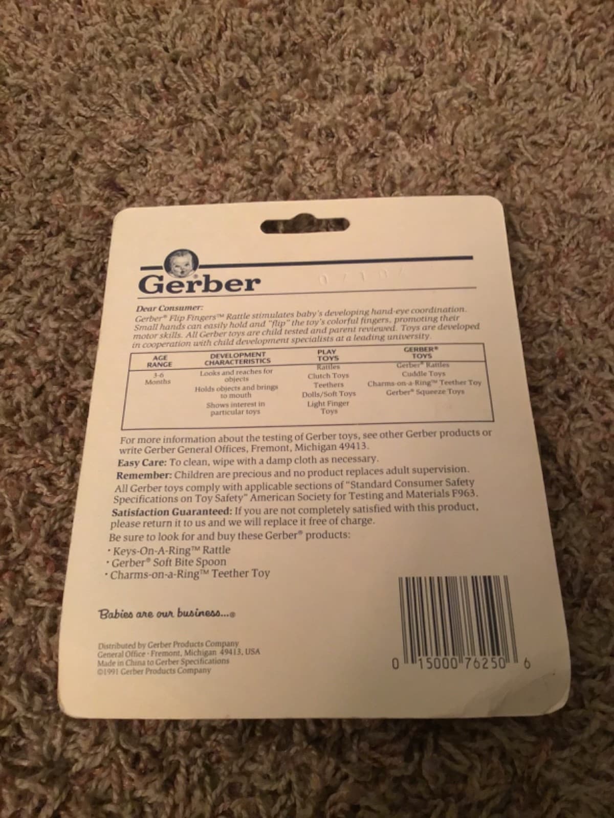 Vintage 1991 Gerber Flip Fingers Rattle Baby Toy 3