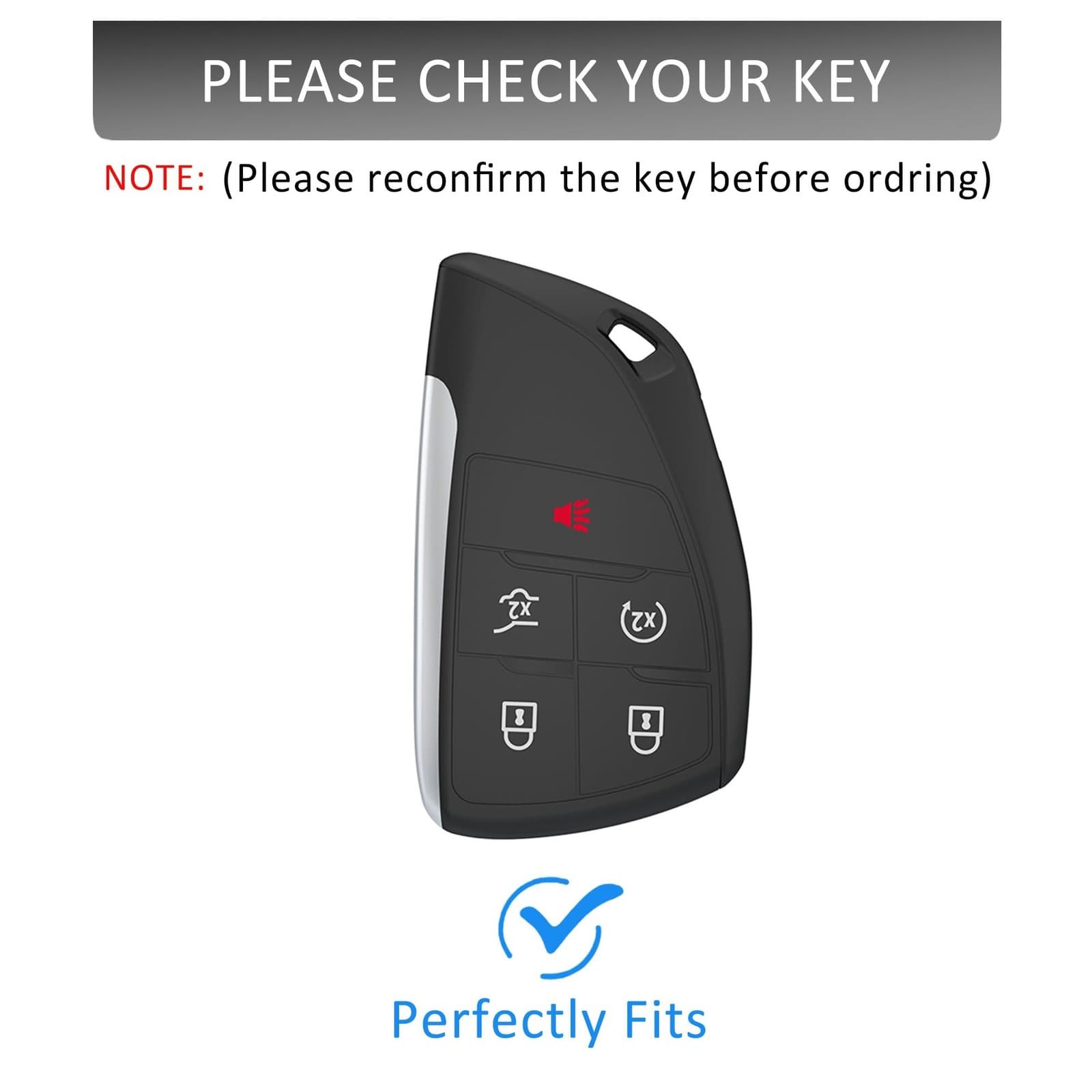 Leather Key Fob Cover with Keychain for Chevy Silverado 1500 GMC Sierra 1500 ... 2