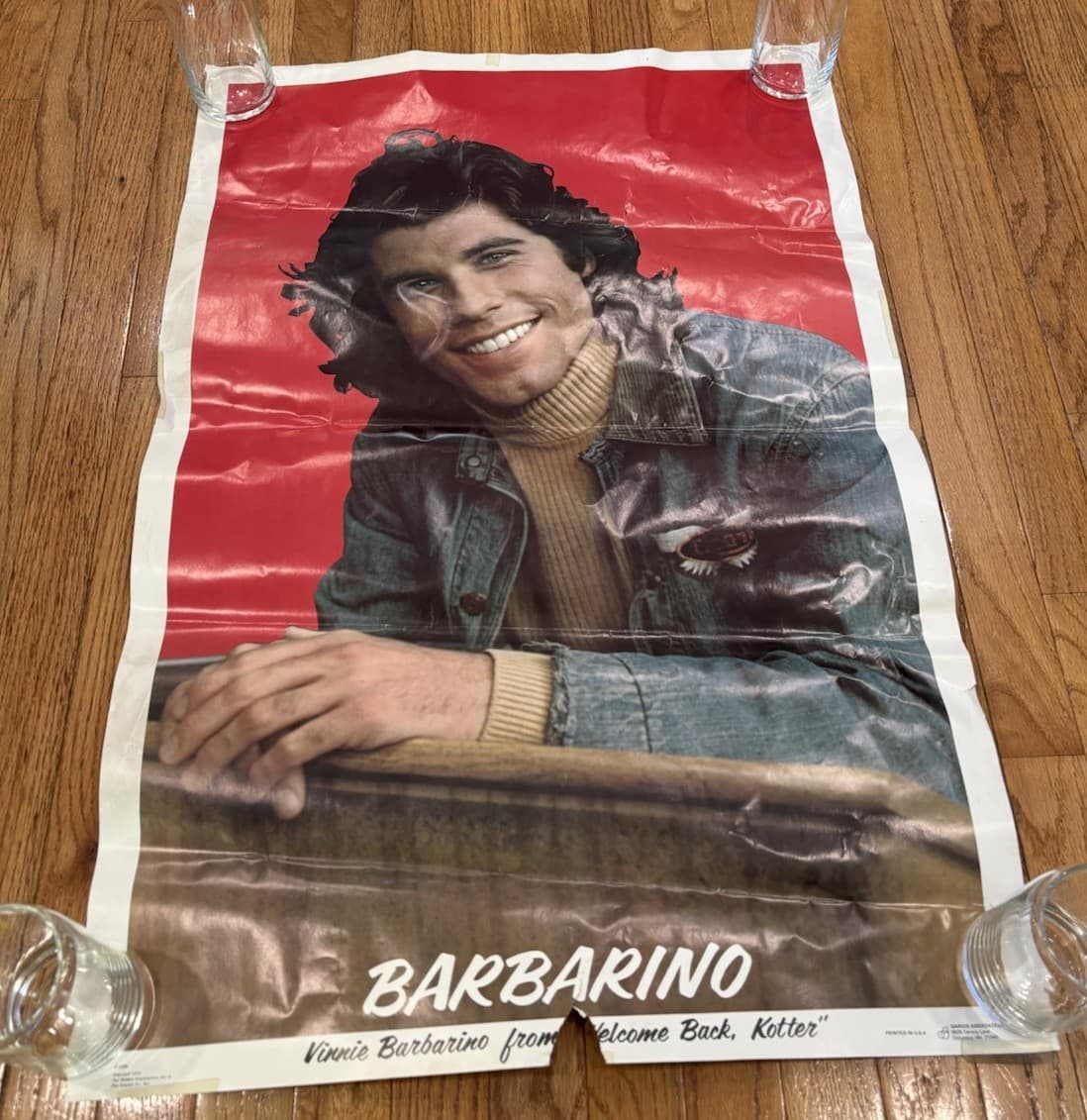VTG Vinnie Barbarino John Travolta Welcome Back Kotter Poster 1976 35"X23" READ