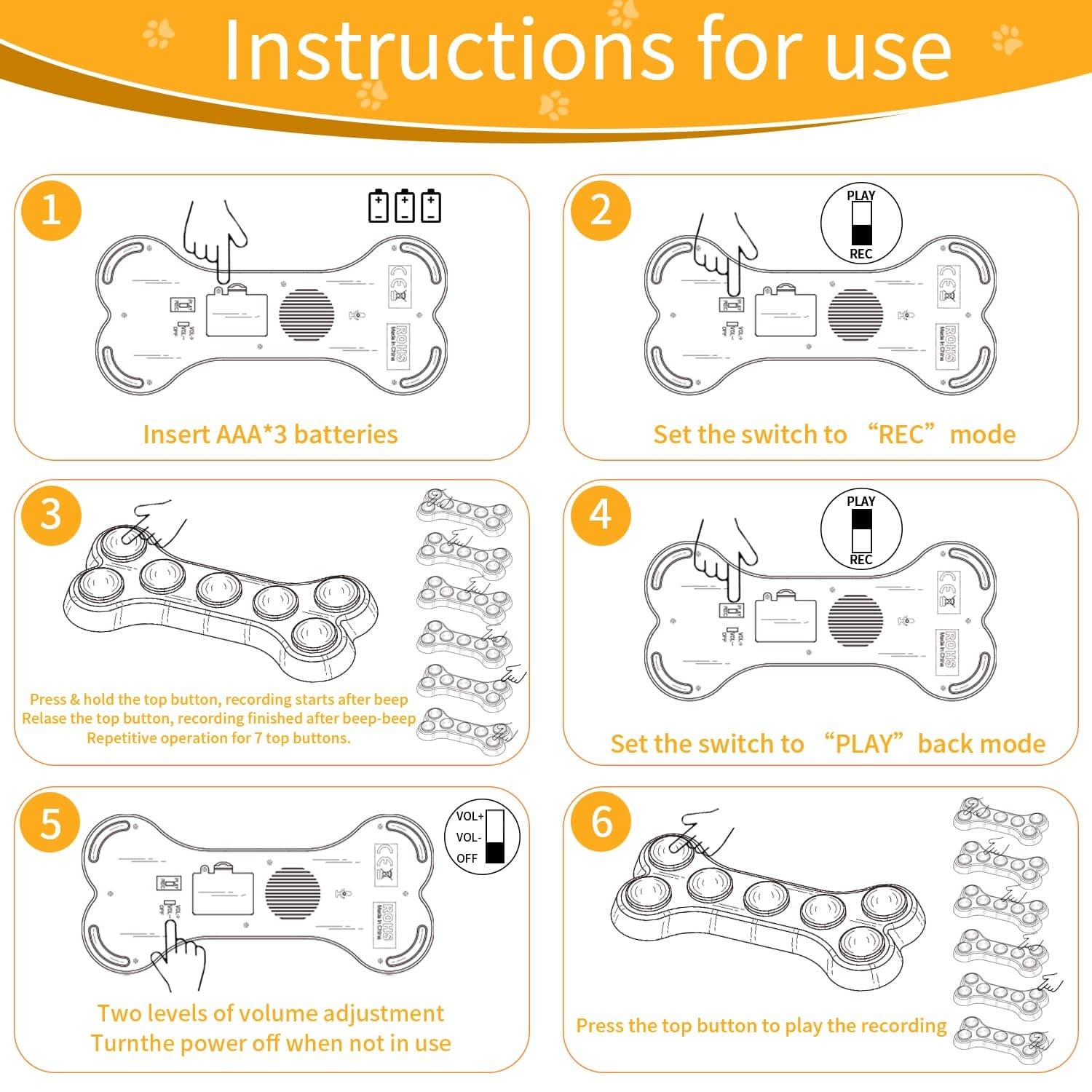 RIBOSY Dog Buttons for Communication, 7 in 1 Dog Talking Button Set, Recordab... 3