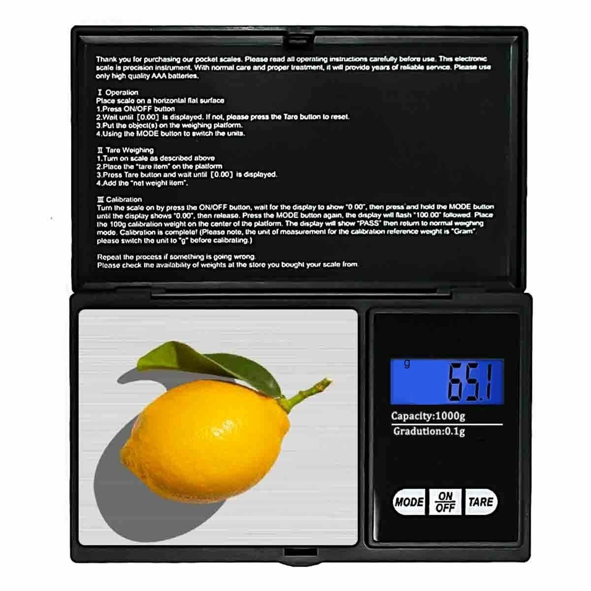Digital Scale 1000g x 0.1g Jewelry Gold Silver Coin Gram Pocket Size Herb Grain 5