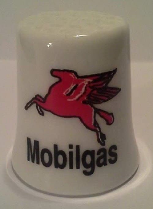 Charming Mobilgas Collectible Porcelain Thimble